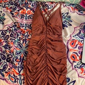 Rust color cocktail dress